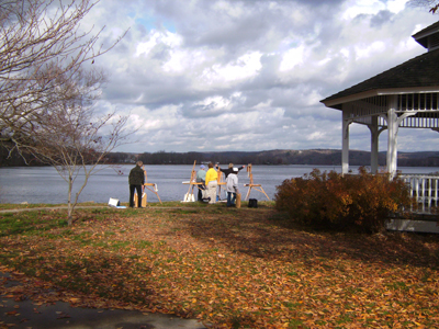  Teaching a painting class on the Connecticut River. photo by Tom Perry See the class