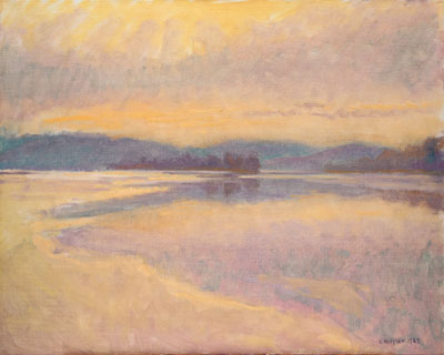   CAT# 0448  The Connecticut River - winter morning  oil	24 x 30 inches Leif Nilsson winter 1990 ©