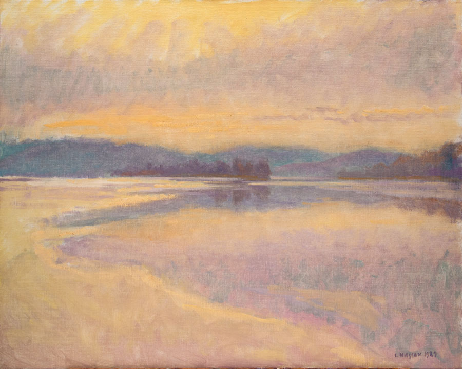   CAT# 0448  The Connecticut River - winter morning  oil	24 x 30 inches Leif Nilsson winter 1990	©