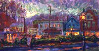   CAT# 0917  Chester Center - Rainy Evening  oil on canvas 16 x 30 inches Leif Nilsson March 1992 ©