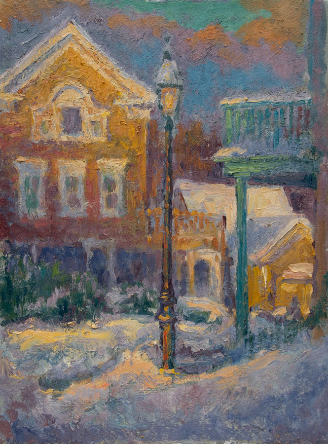   CAT# 1451  Chester Center - End of Day II  oil	24 x 18	inches Leif Nilsson Winter 1994 ©