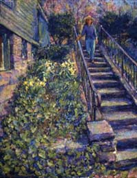   CAT# 1467  Up the Stairs with Katherine  oil 38 x 30 inches Leif Nilsson Spring 1994 ©