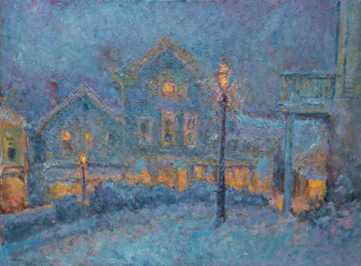   CAT# 1496  Chester Center - February Dusk  oil 30 x 40 inches Leif Nilsson winter 1995 ©