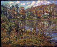  CAT# 1738  Jennings pond - Autumn morning  oil 30 x 36  Leif Nilsson Autumn 1996 ©