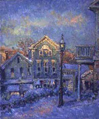  CAT# 1742  Chester Center - Winter Late Afternoon  oil 36 x 30  Leif Nilsson winter 1997 © 