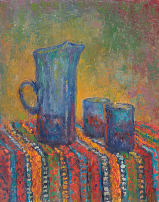 CAT# 1861  Still Life with Blue Glass  oil	20 x 16 inches Leif Nilsson winter 1993 �