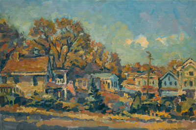 CAT# 1969	 Chester Center - autumn afternoon	 oil	16 x 24	inches Leif Nilsson autumn 1998	©	