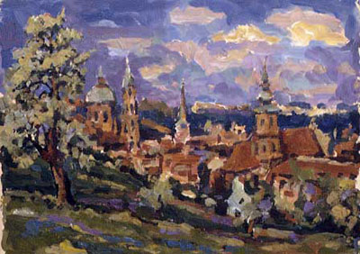   CAT# 2033  From the Orchard, Prague  oil 8 x 10 inches Leif Nilsson Spring 1999 ©