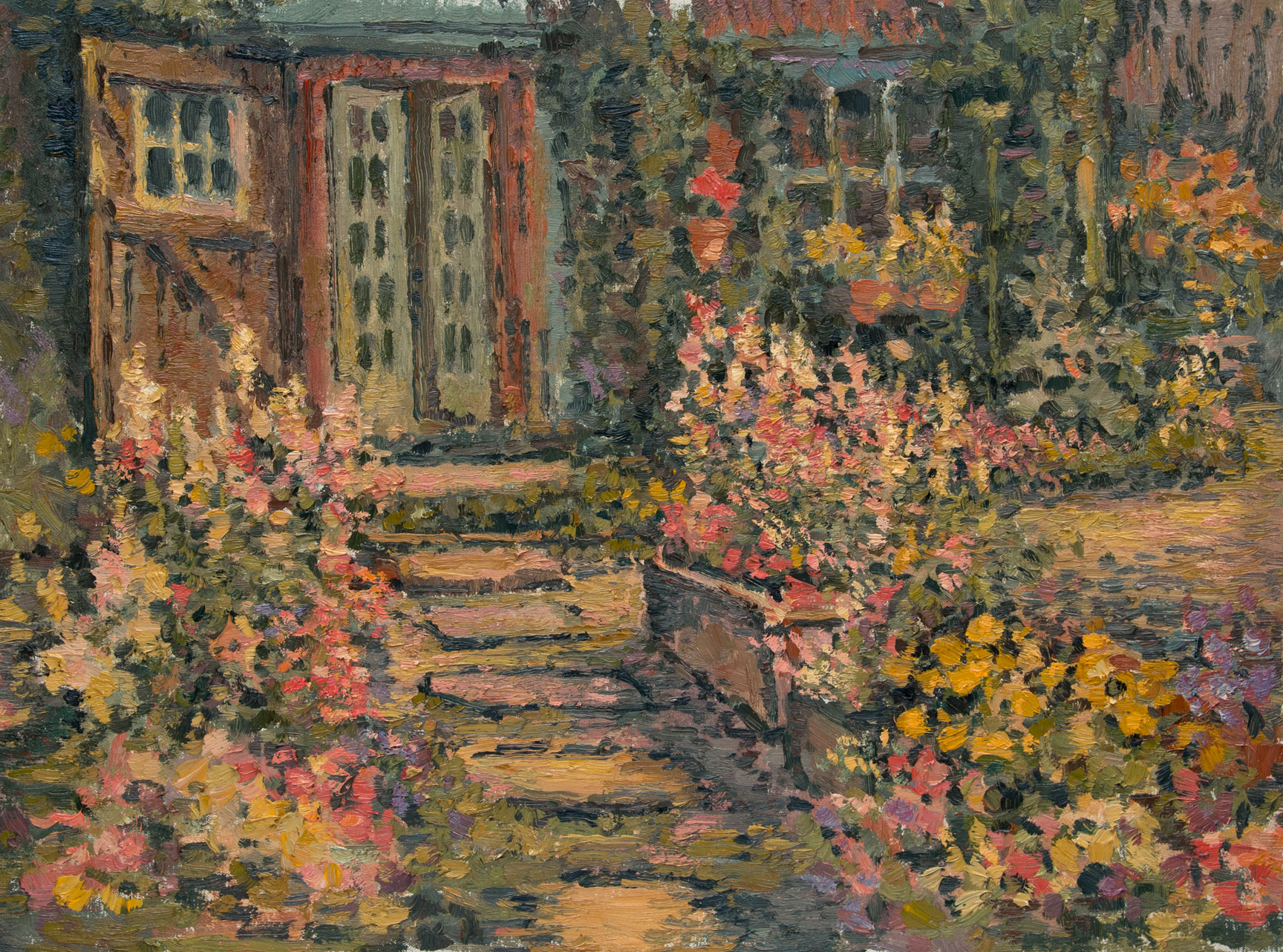 An Oil Painting Of The Artists Garden With Snapdragon Flowers In Bloom In Chester Connecticut By Leif Nilsson