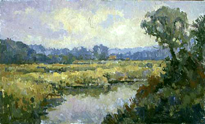 CAT# 2082  Post Cove - september morning  oil 18 x 30  Leif Nilsson summer 1999 © 