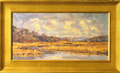  CAT# 2103  Post Cove - autumn morning  oil 12 x 24  Leif Nilsson autumn 1999 © 