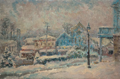   CAT# 2236  Chester Center - wet snow  oil 20 x 30 inches Leif Nilsson Winter 2001 ©