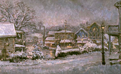   CAT# 2252  Chester Center - First snow of the millenium  oil 30 x 48 inches Leif Nilsson Winter 2001 ©