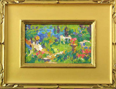   CAT# 2278  Backyard Garden  oil 6 x 10 inches Leif Nilsson Summer 1997 ©