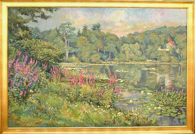 CAT# 2312  Jennings Pond  oil 40 x 54 inches Leif Nilsson summer 2001©        CAT# 2309  The Studio with Black Eyed Susans and Holly Hocks  oil 36 x 54 inches Leif Nilsson summer 2001 © Fine Art Prints are available of this painting         CAT# 2287  Path to the Studio with Daffodils  oil 48 x 36 inches Leif Nilsson spring 2001 ©        CAT# 2286  Jennings Pond  oil 48 x 72 inches Leif Nilsson Summer 2001 ©