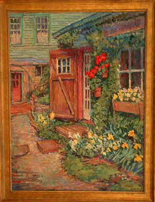 CAT# 2287  Path to the Studio with Daffodils  oil 48 x 36  Leif Nilsson spring 2001 ©  Price