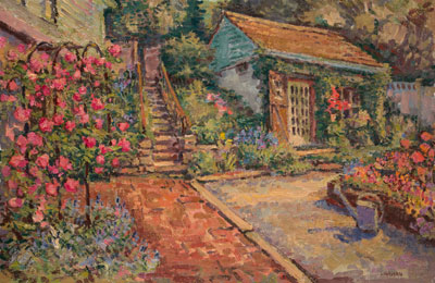   CAT# 2294  The Studio with Roses  oil 20 x 30 inches Leif Nilsson spring 2001 ©