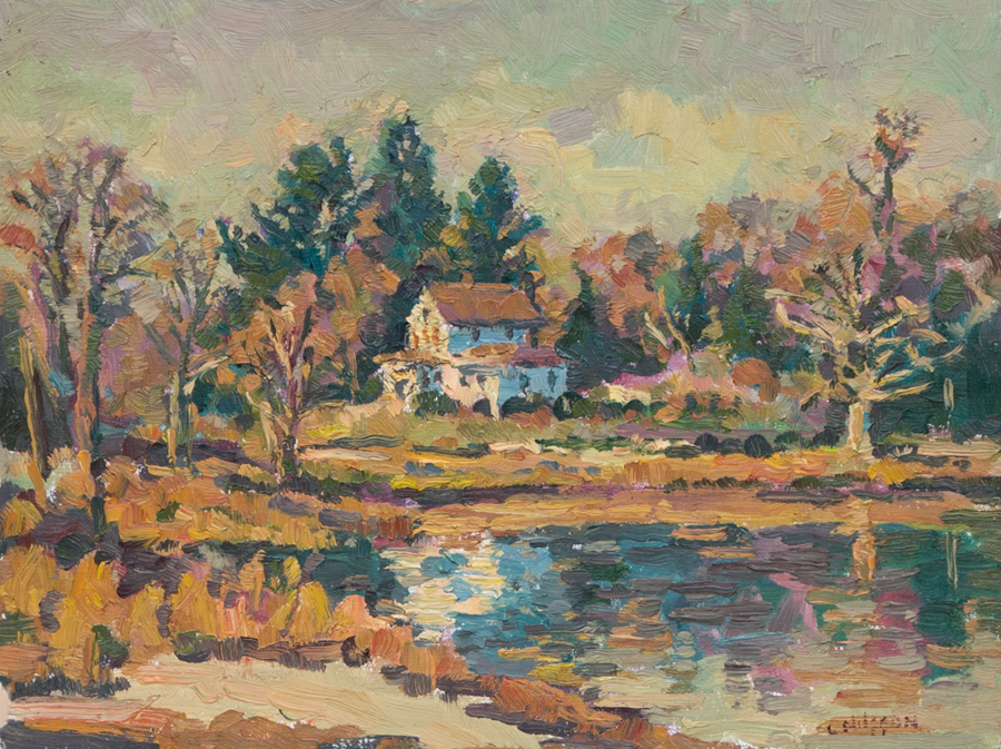  CAT# 2456  Cedar Lake  oil	16 x 20 inches Leif Nilsson summer	2000? &copy; 