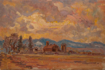  CAT# 2492  Old Foothills Farm  oil 16 x 24  Leif Nilsson winter 2003 ©