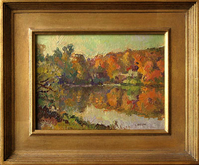   CAT# 2642  Jennings Pond - autumn afternoon  oil 9 x 12 inches Leif Nilsson autumn 2003 © 