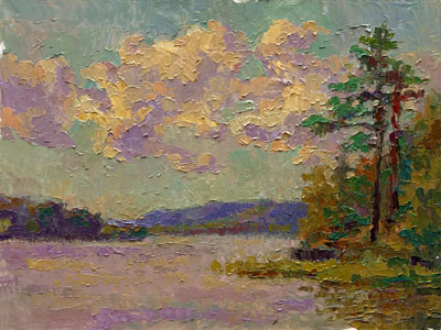   CAT# 2673  The Connecticut River from Selden's Island  oil 9 x 12 inches Leif Nilsson summer 2004 © 