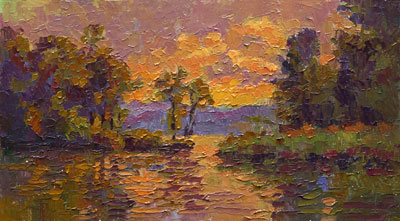   CAT# 2697  Selden's Creek - End of Day  oil 7 x 13 inches Leif Nilsson autumn 2004 ©