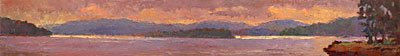 CAT# 2726  Eustasia Island from Chester Marina - morning  oil 9 x 63 inches Leif Nilsson summer 2005 ©