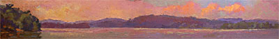    CAT# 2728  The Connecticut River from Selden's Neck - morning  oil 9 x 63 inches Leif Nilsson summer 2005 ©