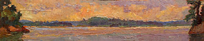   CAT# 2741  Deep River from Selden's Island  oil 6 x 30 inches Leif Nilsson summer 2005 ©