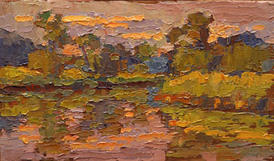   CAT# 2745 Selden's Creek - end of day oil paint on panel 6 x 9 inches Leif Nilsson summer 2005 © 