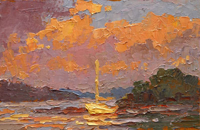   CAT# 2746  Eustasia Island - end of day  oil 6 x 9 inches Leif Nilsson summer 2005 © 