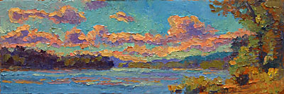   CAT# 2749  The Connecticut River towards Chester Ferry  oil 6 x 20 inches Leif Nilsson summer 2005 © 