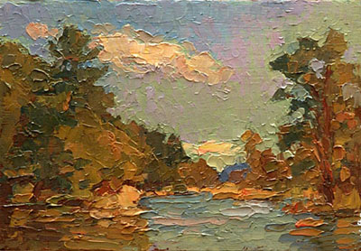   CAT# 2769a  Selden's Creek - end of day  oil 5 x 7 inches Leif Nilsson summer 2005 © 