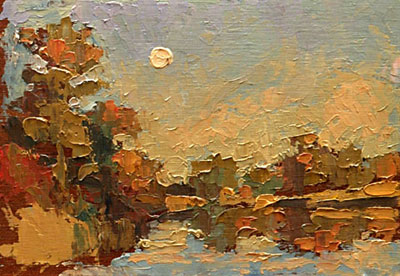   CAT# 2769b  Selden's Creek - end of day  oil 5 x 7 inches Leif Nilsson summer 2005 © 