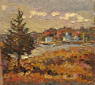  CAT# 2836  Essex from Nott's Island  oil 8 x 9  Leif Nilsson autumn 2006 © 
