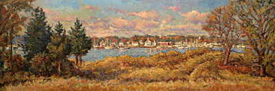   CAT# 2837  Essex from Nott's Island  oil 24 x 72 inches Leif Nilsson autumn 2006 © 