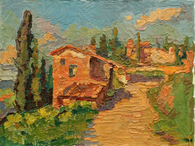  CAT# 2854 Tuscan Hill Town oil 9 x 12 Leif Nilsson spring 2007©