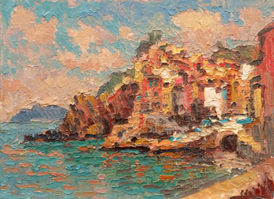  CAT# 2858 Riomaggiore - morning oil 9 x 12 Leif Nilsson spring 2007©