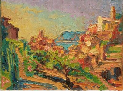  CAT# 2860 Vernazza - from the terrace oil 9 x 12 Leif Nilsson spring 2007©