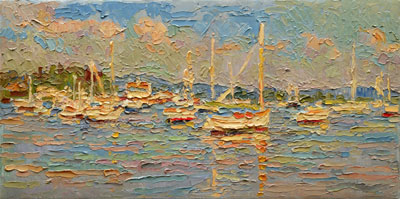  CAT# 2881 Essex from South Cove - morning  oil 12 x 24 Leif Nilsson summer 2007©
