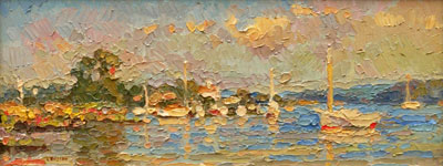  CAT# 2896 Essex from Thatchbed Island oil 8 x 20 Leif Nilsson summer 2007©