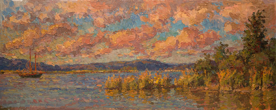   CAT# 2906-5 The Connecticut River - end of day oil 9 x 24 inches Leif Nilsson summer 2007	©