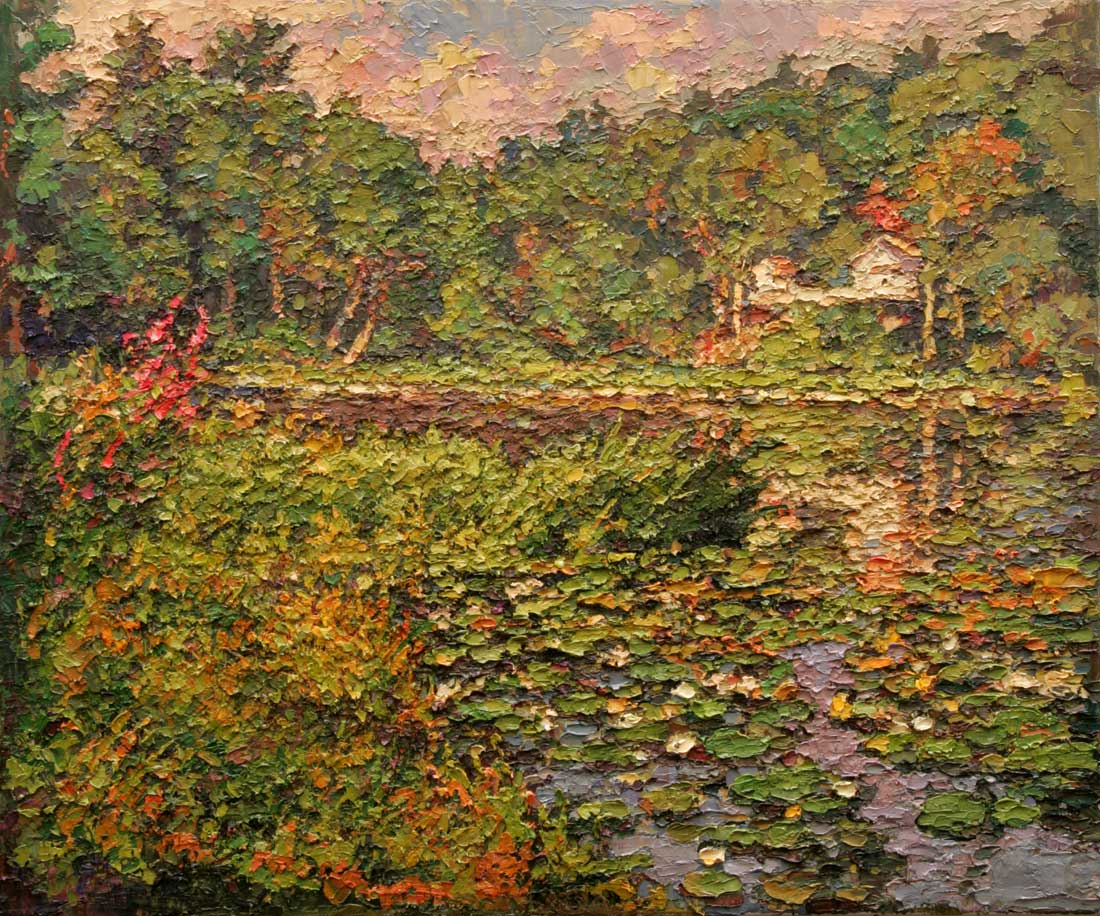 An original oil painting of Jennings Pond, by Connecticut Impressionist