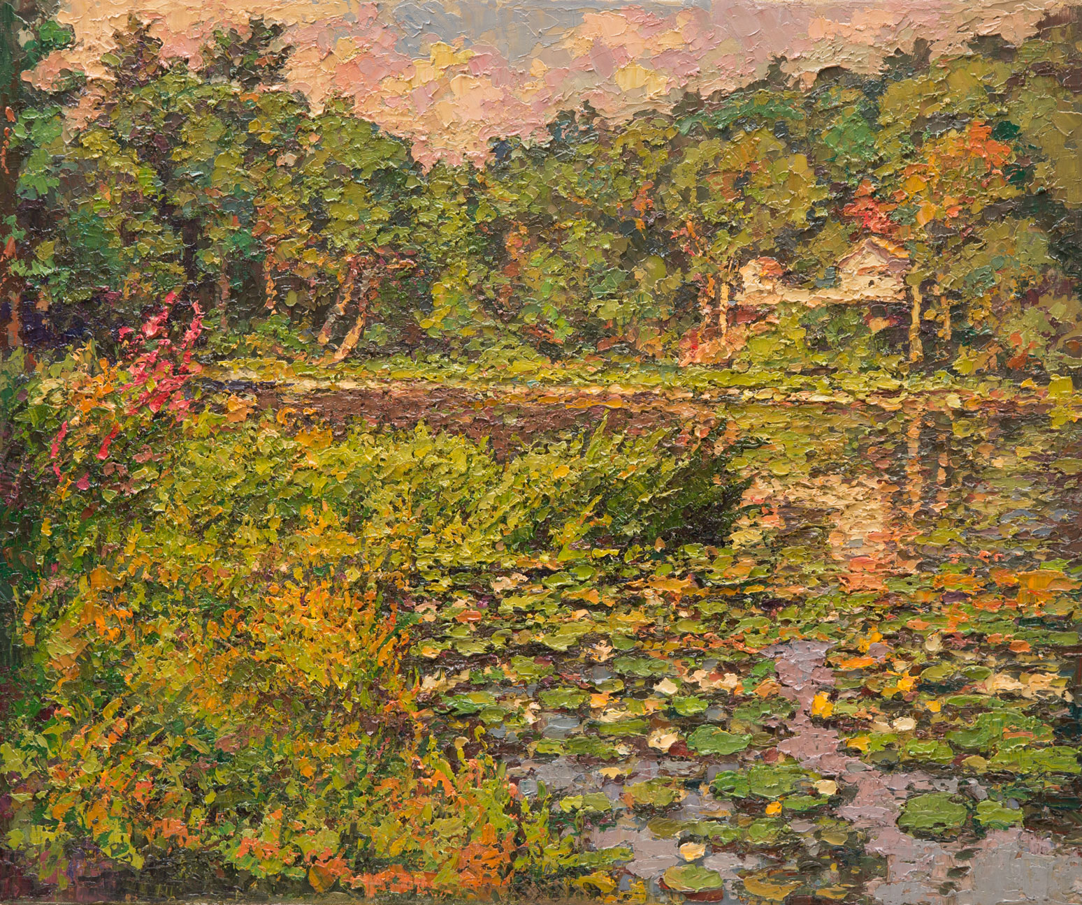 An original oil painting of Jennings Pond, by Connecticut Impressionist