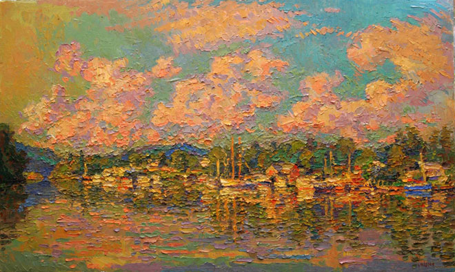CAT# 3012  Hamburg Cove - summer afternoon  oil	24 x 40 