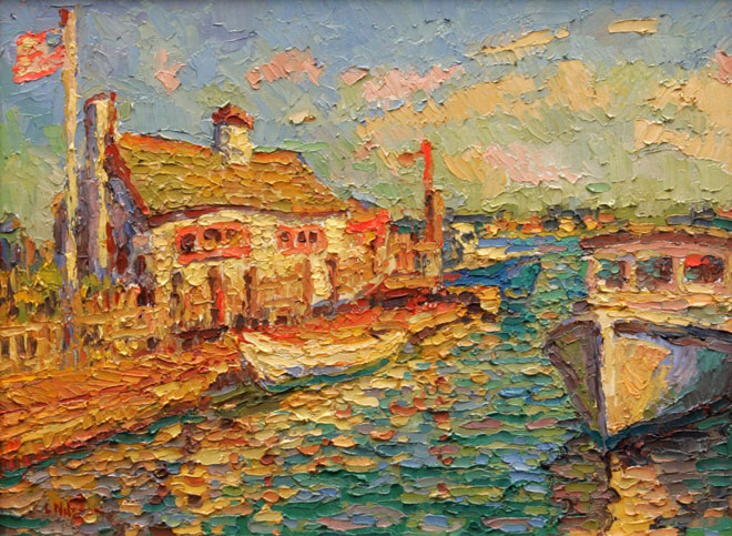 CAT# 3016  Lobster Landing - Clinton Harbour  oil	12 x 16 