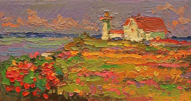 CAT# 3026  Pocasset Light - Cape Cod  oil	5 x 9 