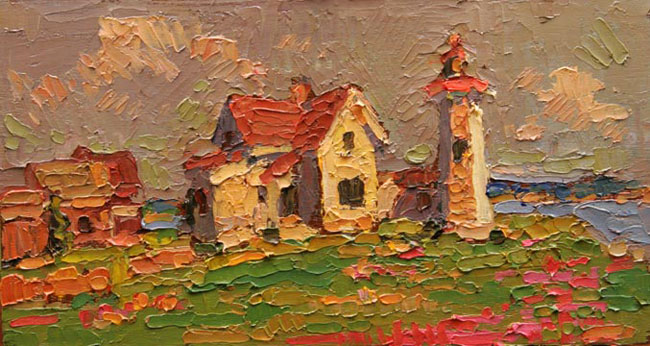 CAT# 3026  Pocasset Light - Cape Cod  oil	5 x 9 