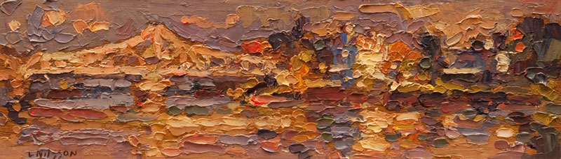 The Goodspeed Bridge, morning oil 4.25 x 14