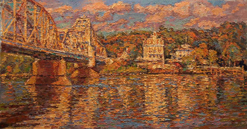 The Goodspeed - autumn afternoon  oil	21 x 40 